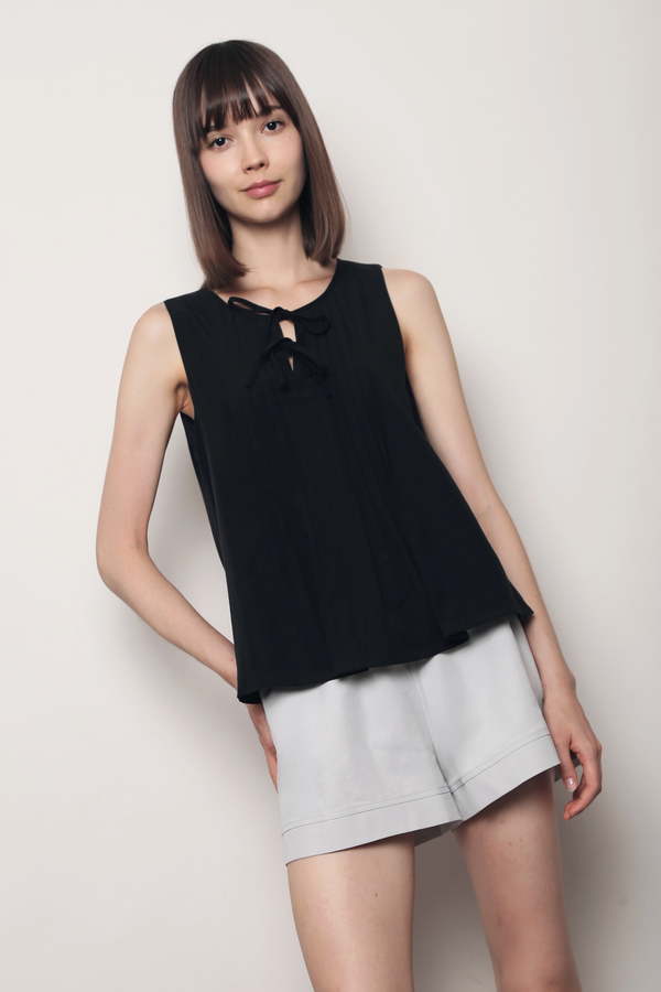 French Affair Pleat Blouse Black