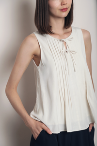 French Affair Pleat Blouse Ivory