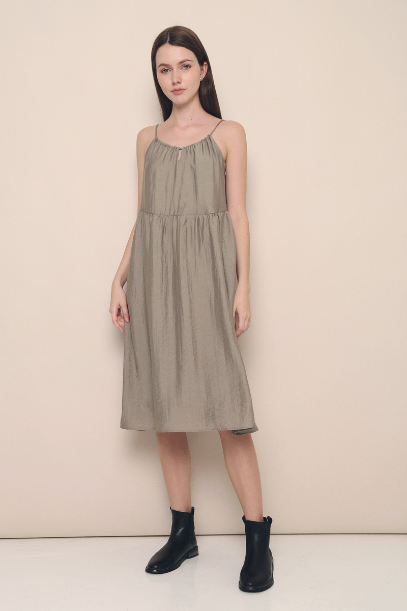 Freya Keyhole Midi Dress Olive