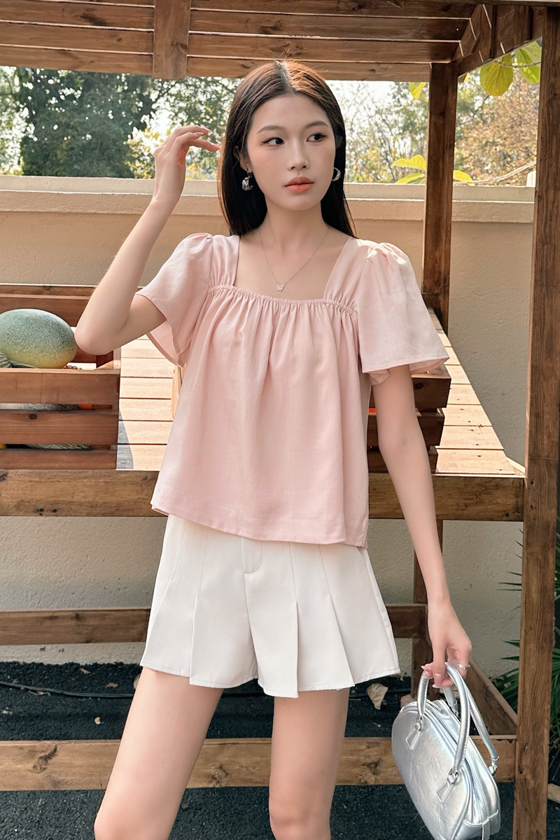 Galerie Ruche Flutter Top Blush Pink (Backorder III)