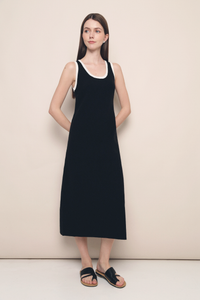 Ginna Colourblock Knit Midi Dress Black