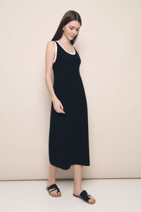 Ginna Colourblock Knit Midi Dress Black