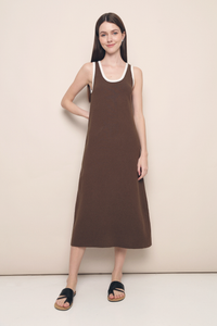 Ginna Colourblock Knit Midi Dress Brown