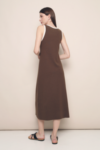 Ginna Colourblock Knit Midi Dress Brown