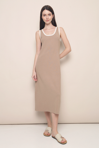 Ginna Colourblock Knit Midi Dress Sand