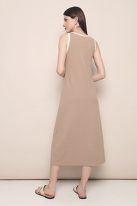 Ginna Colourblock Knit Midi Dress Sand