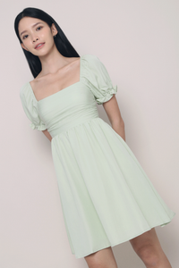 Gweneth Ruche Babydoll Dress Apple Mint