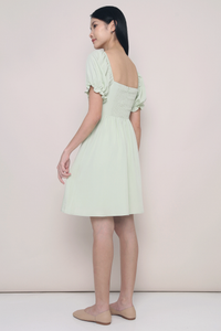 Gweneth Ruche Babydoll Dress Apple Mint