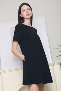 Haig Scoop Neck Shift Dress Black