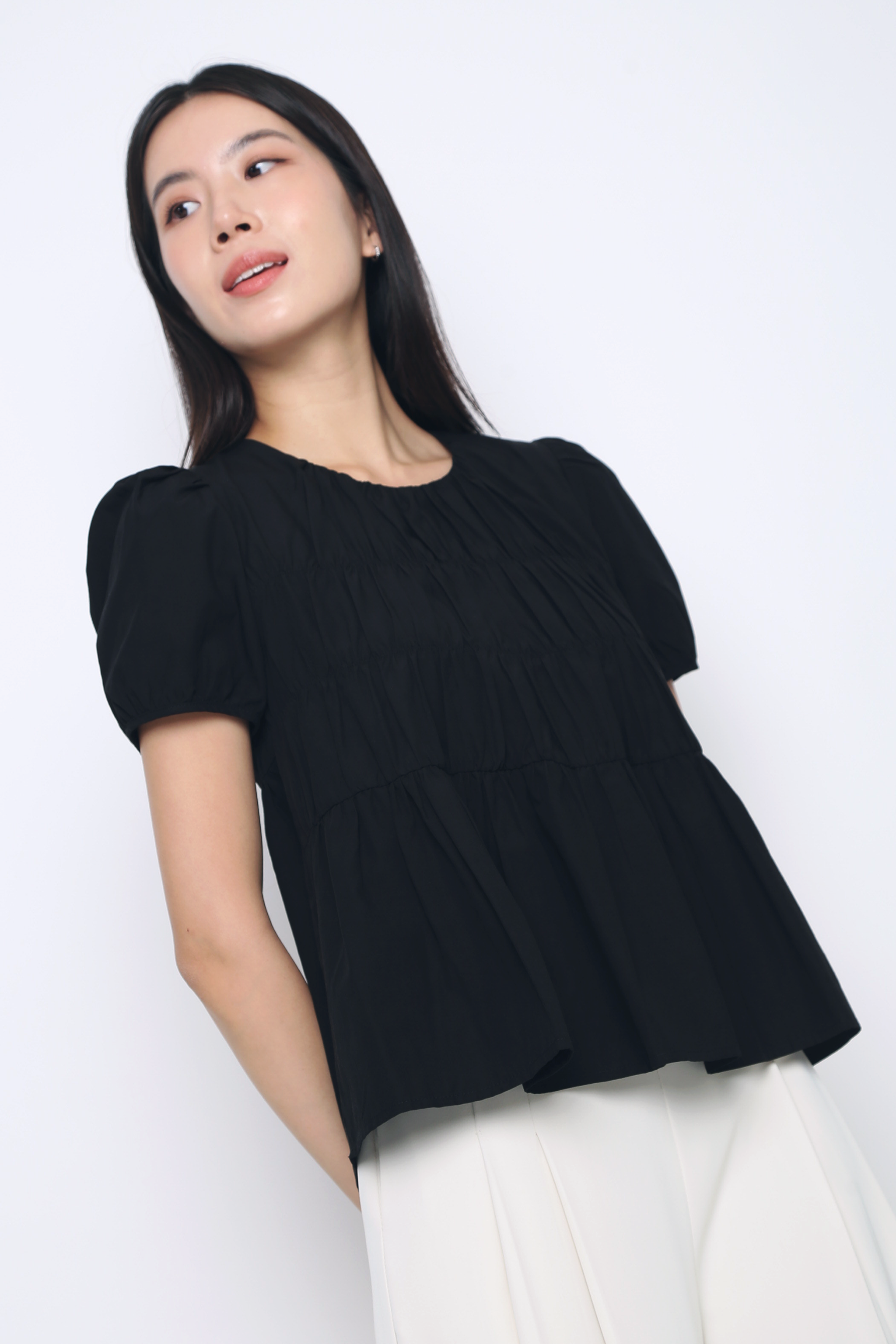 Halo Ruche Blouse Black