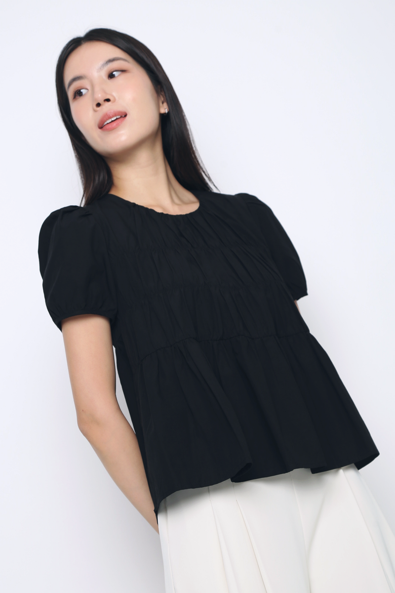 Halo Ruche Blouse Black