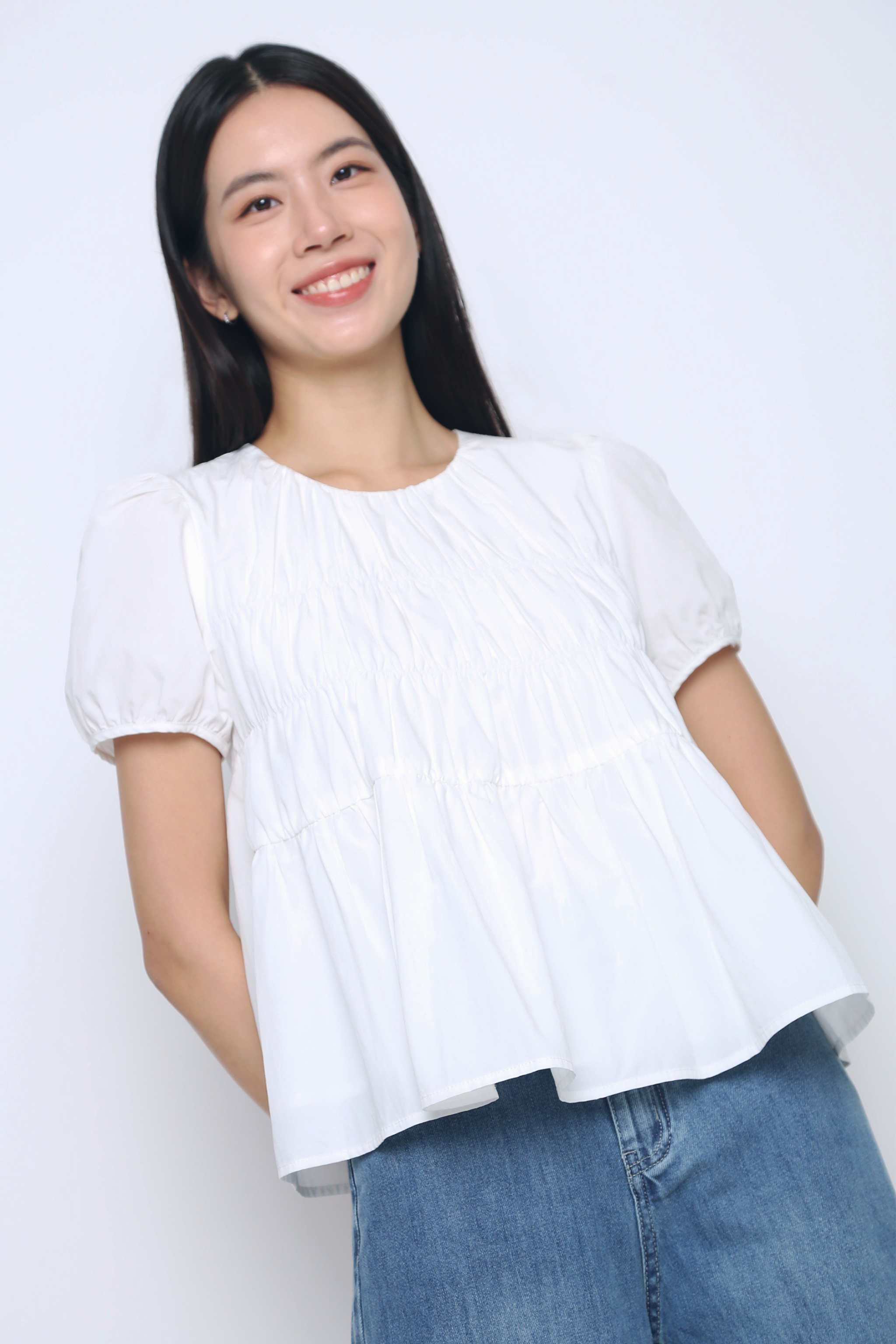 Halo Ruche Blouse White