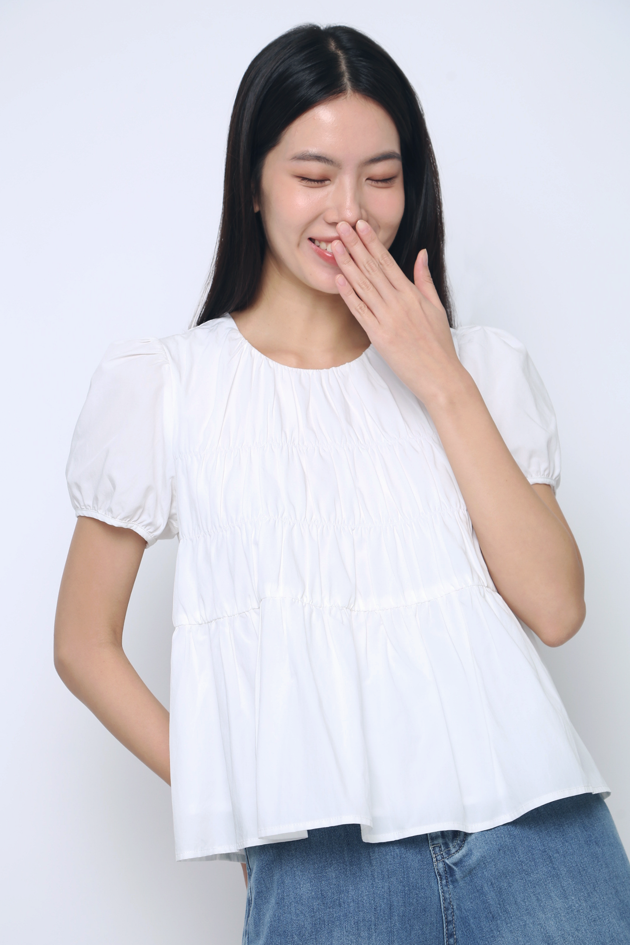 Halo Ruche Blouse White