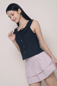 Hansel Pleated Sleeveless Blouse Navy