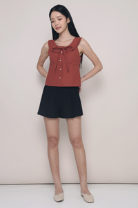Hansel Pleated Sleeveless Blouse Brick