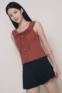 Hansel Pleated Sleeveless Blouse Brick