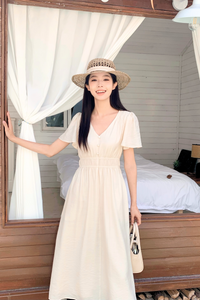 Harmony Waisted Midi Dress Cream
