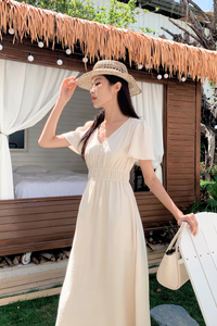 Harmony Waisted Midi Dress Cream