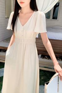 Harmony Waisted Midi Dress Cream