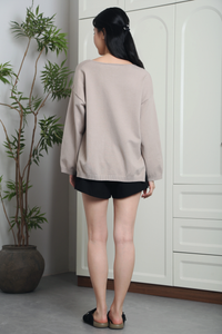 Harris Oversized V-Neck Knit Top Taupe