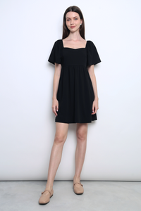 Heartsong Flutter Sleeves Dress Black