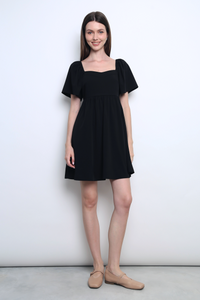 Heartsong Flutter Sleeves Dress Black