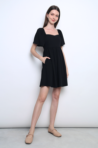 Heartsong Flutter Sleeves Dress Black