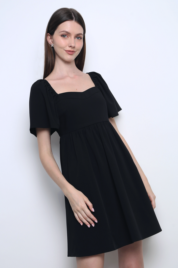 Heartsong Flutter Sleeves Dress Black