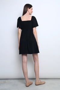 Heartsong Flutter Sleeves Dress Black