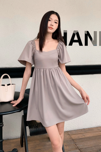 Heartsong Flutter Sleeves Dress Cocoa