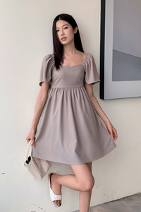 Heartsong Flutter Sleeves Dress Cocoa