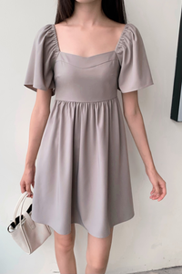 Heartsong Flutter Sleeves Dress Cocoa