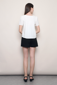 Honeycomb Pintuck Babydoll Blouse White (Backorder)