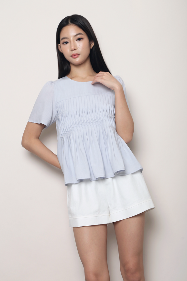 Horizon Pintuck Blouse Powder Blue