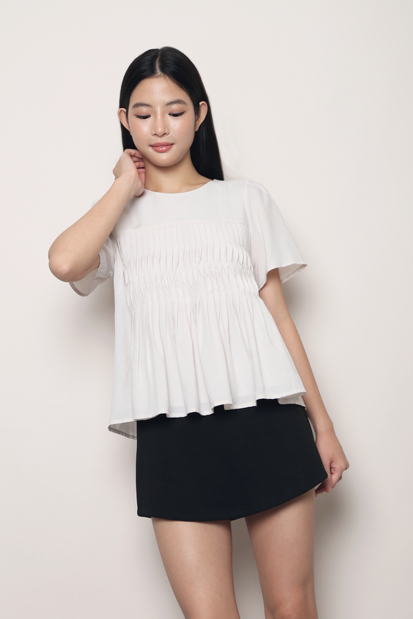 Horizon Pintuck Blouse Oat Grey
