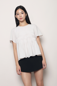 Horizon Pintuck Blouse Oat Grey