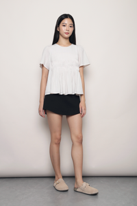 Horizon Pintuck Blouse Oat Grey