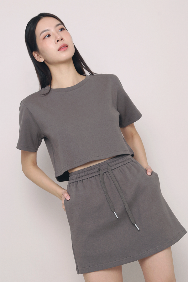 Hot Shot 2-Piece Sweater Skirt Set Ash Brown (Backorder)