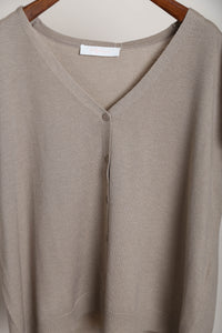 Morning Mist Button Down Knit Taupe