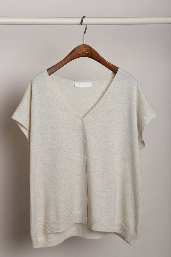 Morning Mist Button Down Knit Heather Cream