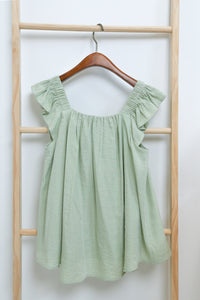 Sweet Pea Flutter Top Sage