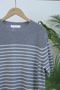 Scottie Stripe Knit Blouse Grey