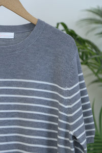 Scottie Stripe Knit Blouse Grey