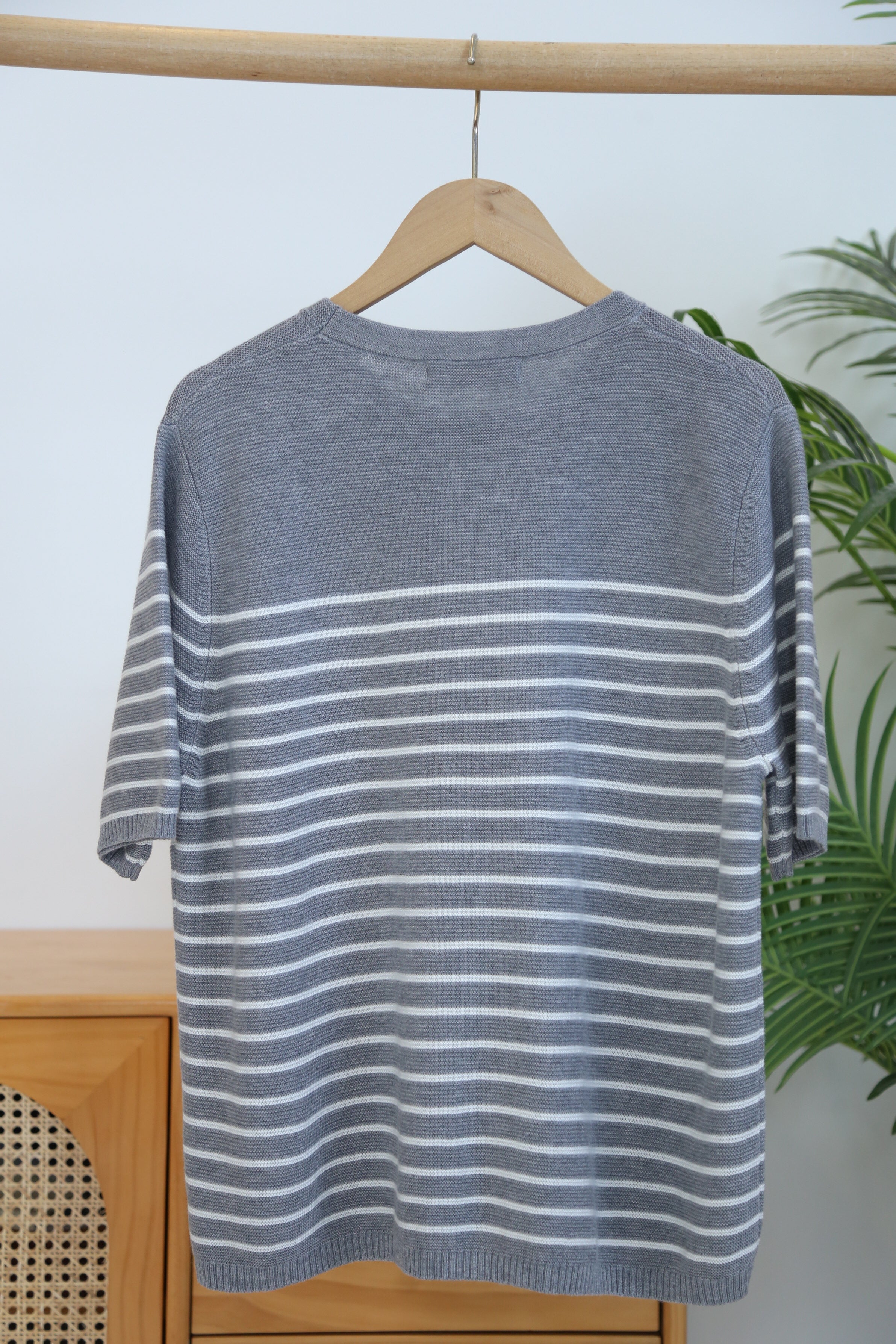 Scottie Stripe Knit Blouse Grey
