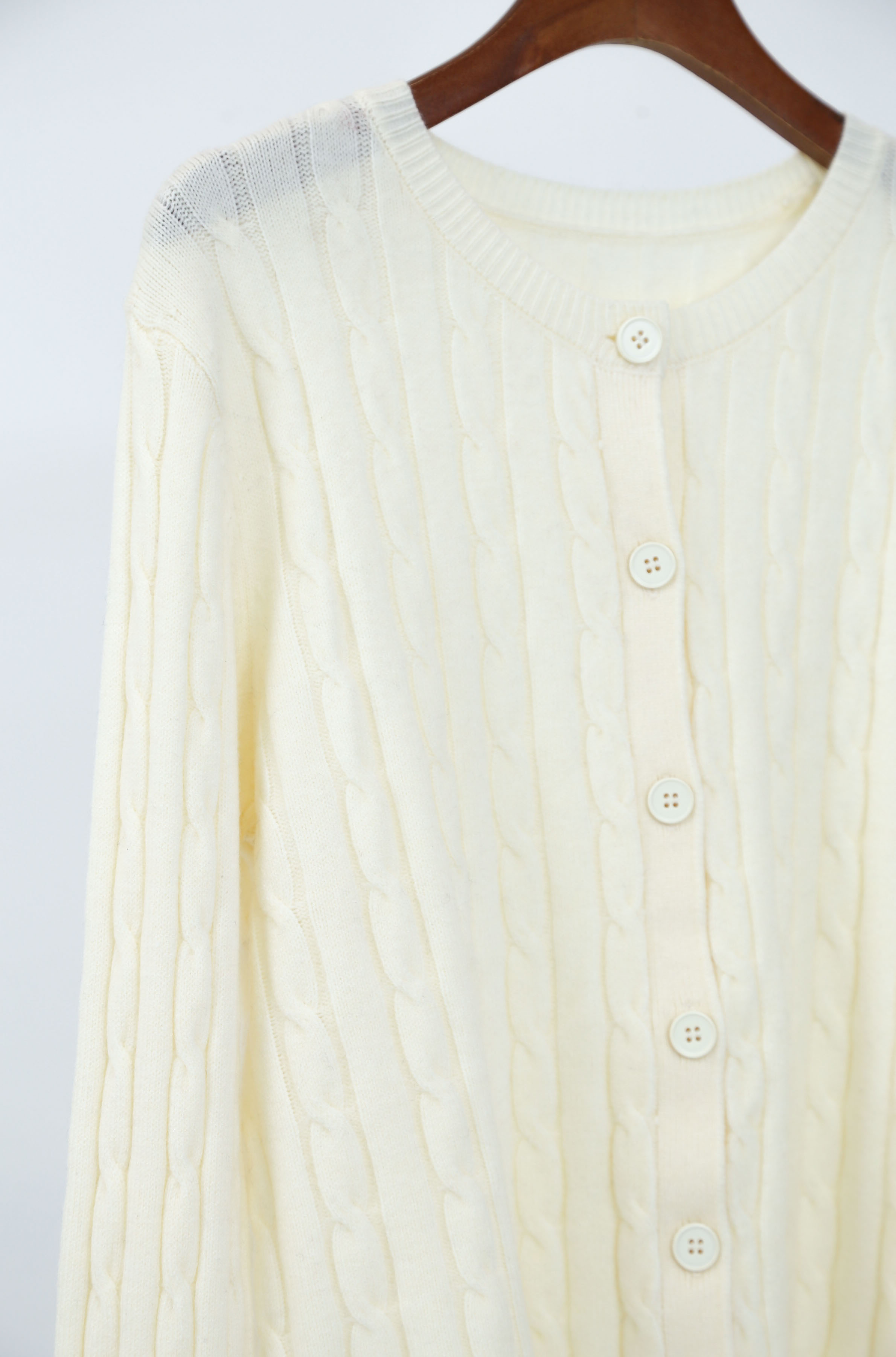 Kaela Cable Knit Cardigan Cream