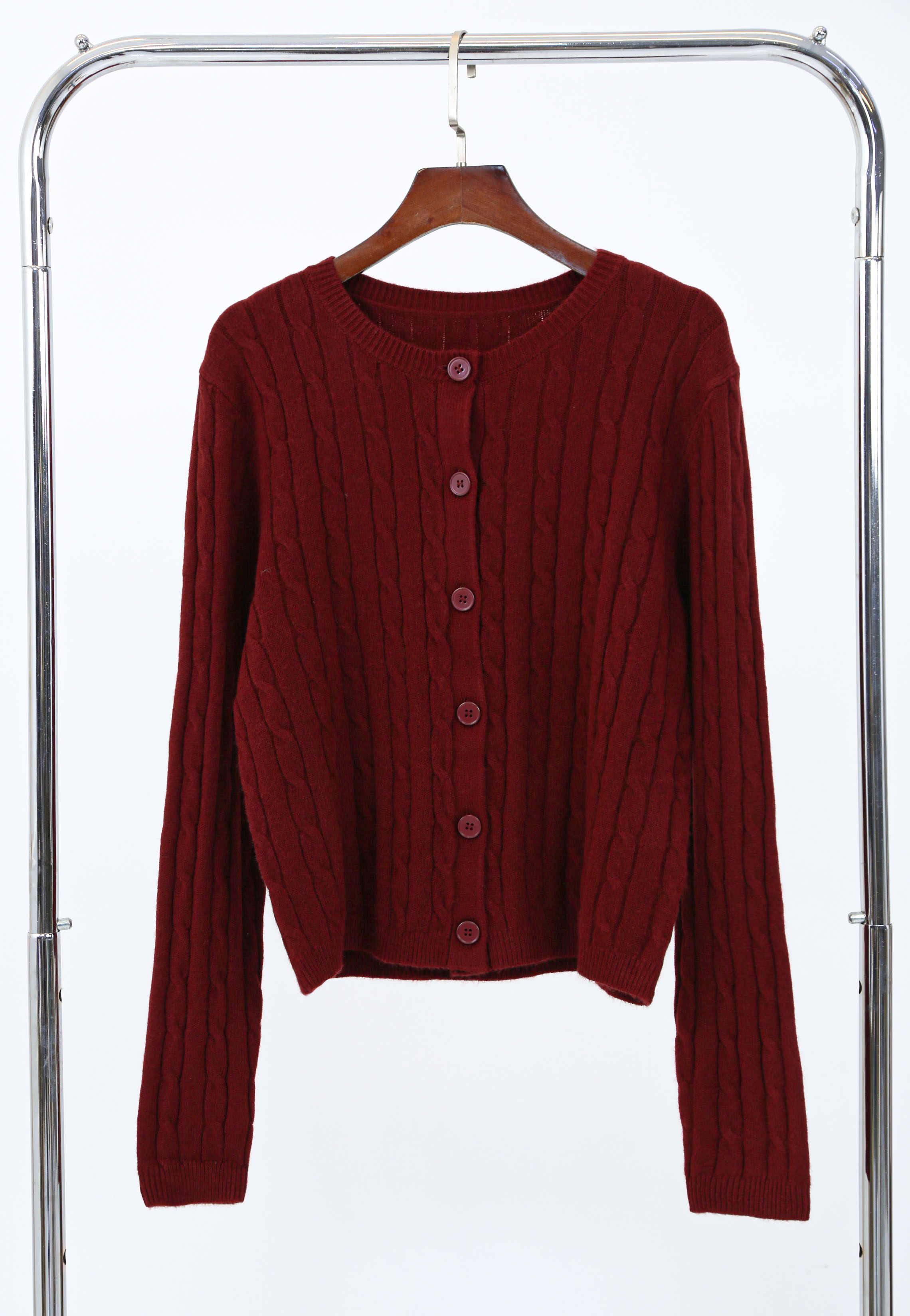 Kaela Cable Knit Cardigan Wine