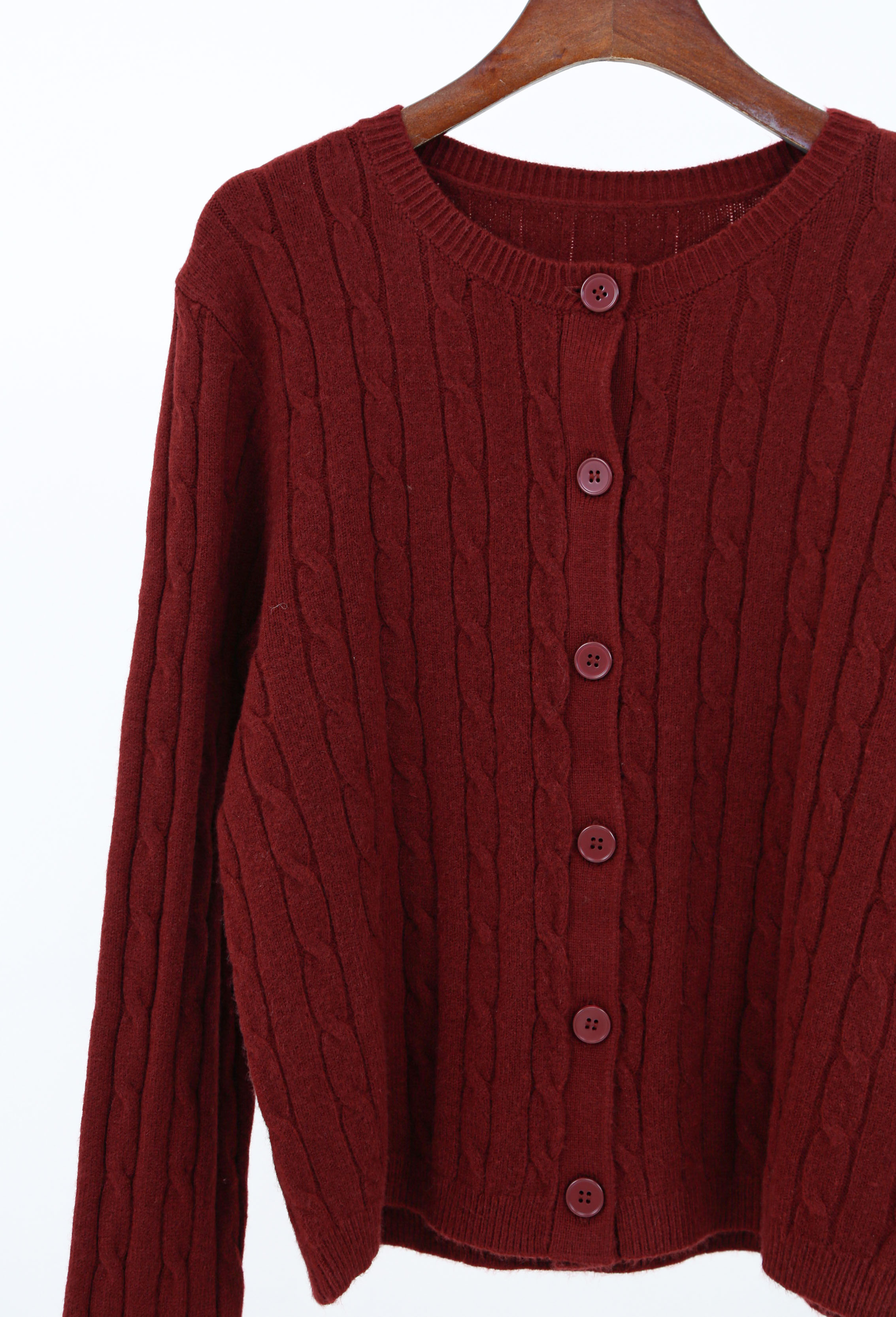 Kaela Cable Knit Cardigan Wine