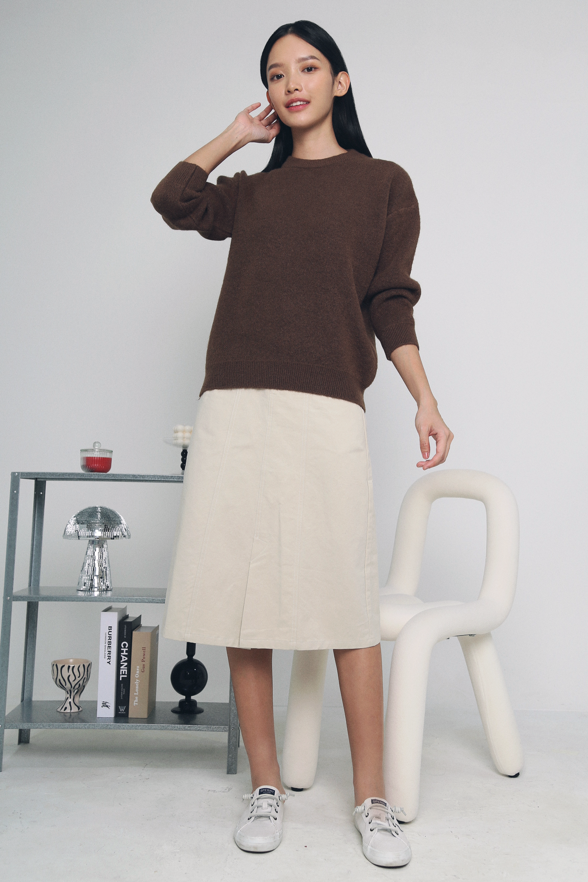 Inzy Furry Knit Sweater Brown