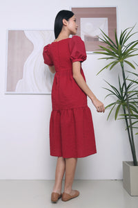 Diana Textured Midi Dress Red