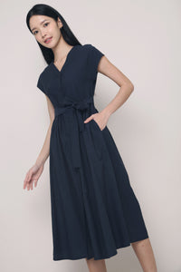 Breigh Button Down Midi Dress Midnight Navy